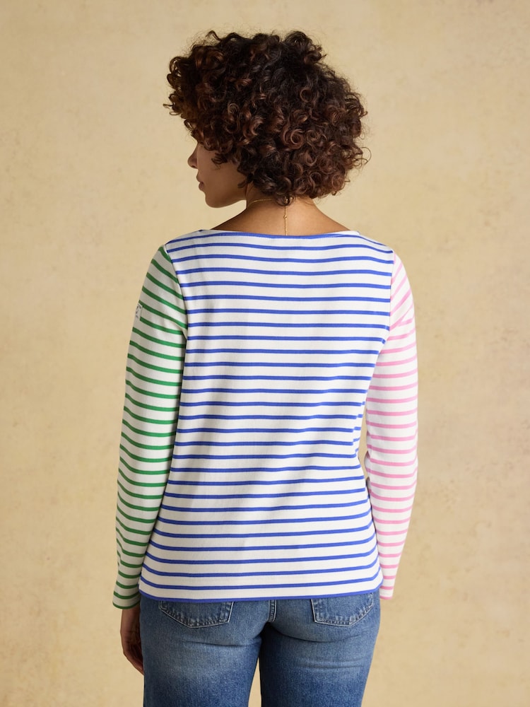 Joules Harbour Multi Hotchpotch Boat Neck 100% Cotton Long Sleeve Breton Top - Image 2 of 8