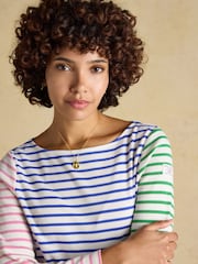 Joules Harbour Multi Hotchpotch Boat Neck 100% Cotton Long Sleeve Breton Top - Image 4 of 8
