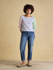 Joules Harbour Multi Hotchpotch Boat Neck 100% Cotton Long Sleeve Breton Top - Image 6 of 8