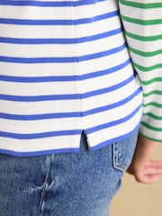 Joules Harbour Multi Hotchpotch Boat Neck 100% Cotton Long Sleeve Breton Top - Image 7 of 8