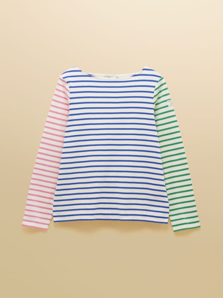 Joules Harbour Multi Hotchpotch Boat Neck 100% Cotton Long Sleeve Breton Top - Image 8 of 8