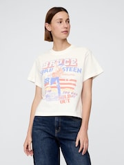 Gap White Bruce Springsteen Relaxed Graphic Band Tee - Image 1 of 4