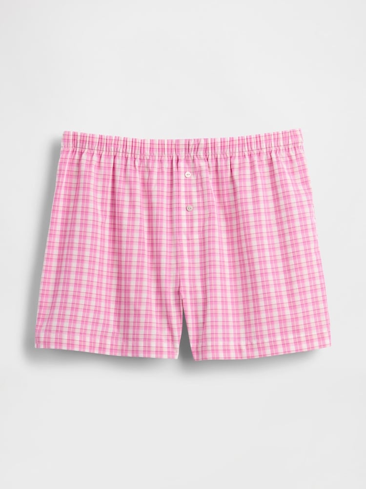 Gap Pink Check Short Poplin Short Pyjama Bottoms - Image 1 of 1