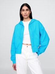 Gap Blue Heavyweight French Terry Oversized Zip Wedge Hoodie - Image 1 of 5