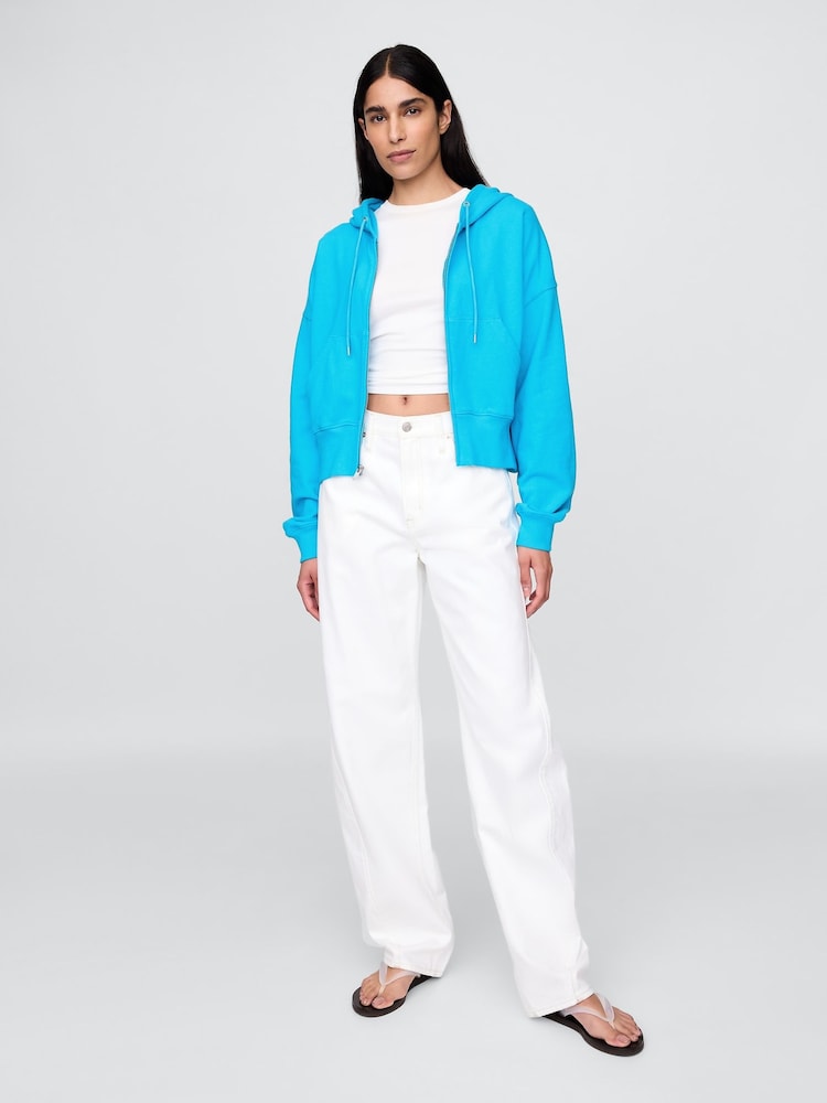 Blau - Gap Heavyweight French Terry Oversized Zip Wedge Hoodie - Image 3 of 5