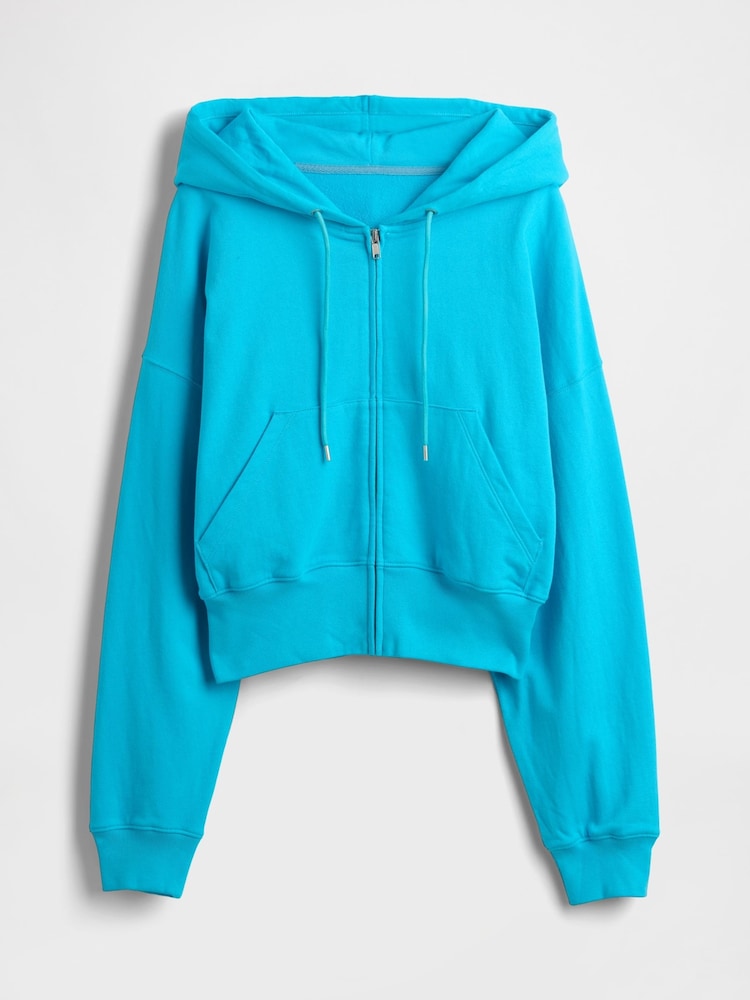 Blau - Gap Heavyweight French Terry Oversized Zip Wedge Hoodie - Image 4 of 5