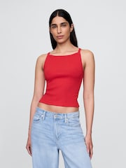 Gap Red Modern Apron-Neck Crop Vest - Image 1 of 4