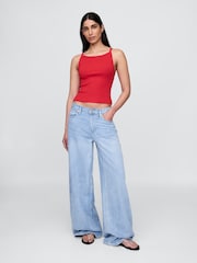 Gap Red Modern Apron-Neck Crop Vest - Image 3 of 4