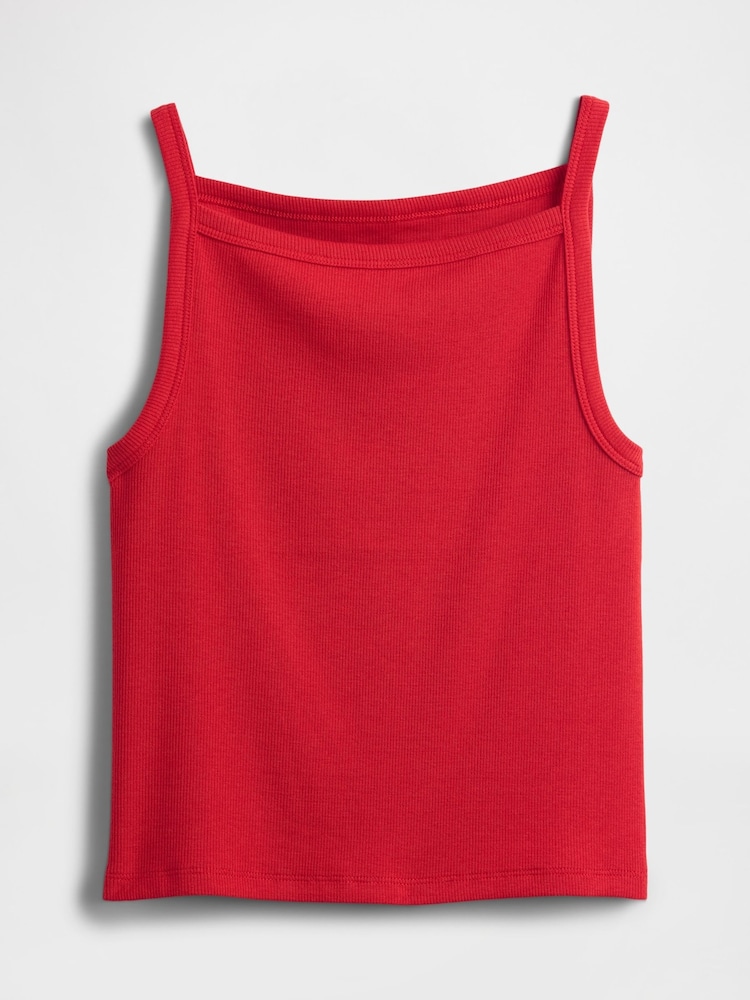 Gap Red Modern Cotton Modal Crop Vest Top - Image 4 of 4 Gap Red Modern Cotton Modal Crop Vest Top - Image 4 of 4