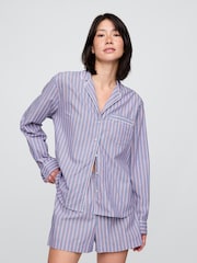 Gap Blue Stripe 100% Cotton Poplin Pyjama Shirt - Image 1 of 3
