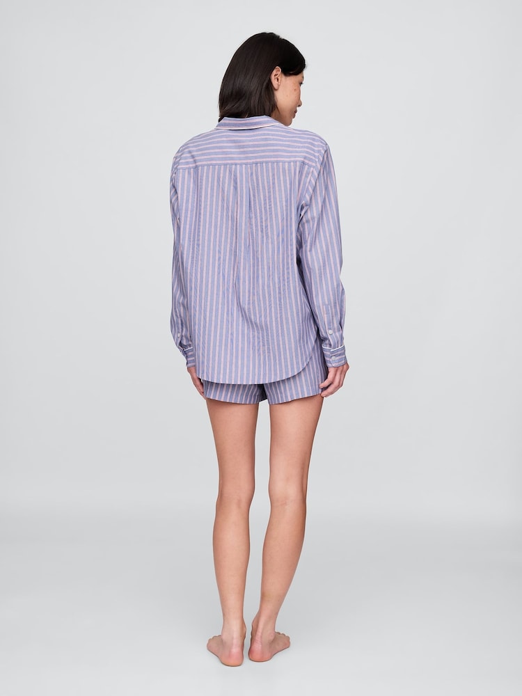 Gap Blue Stripe 100% Cotton Poplin Pyjama Shirt - Image 2 of 3