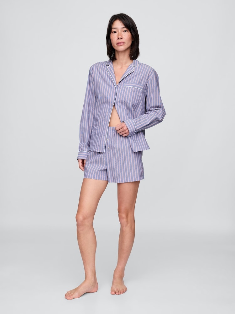 Gap Blue Stripe 100% Cotton Poplin Pyjama Shirt - Image 3 of 3