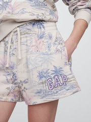 Gap Grey Palm Print Logo Pull On Shorts - Image 4 of 5