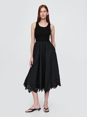 Gap Black Mixed Handkerchief Hem Midi Dress - Image 1 of 4