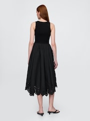 Gap Black Mixed Handkerchief Hem Midi Dress - Image 2 of 4