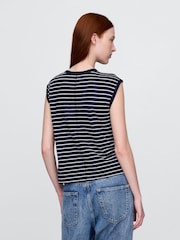 Gap Navy Blue Linen-Blend Crew Neck Shell Vest - Image 2 of 5