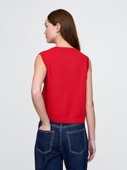 Gap Red Cropped Cardigan Sleeveless Vest Top - Image 2 of 4