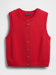 Gap Red Cropped Cardigan Sleeveless Vest Top - Image 4 of 4