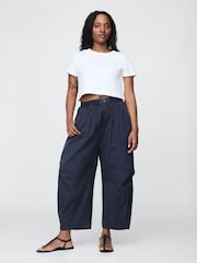 Gap Black Mid Rise Twill Barrel Trousers - Image 1 of 4