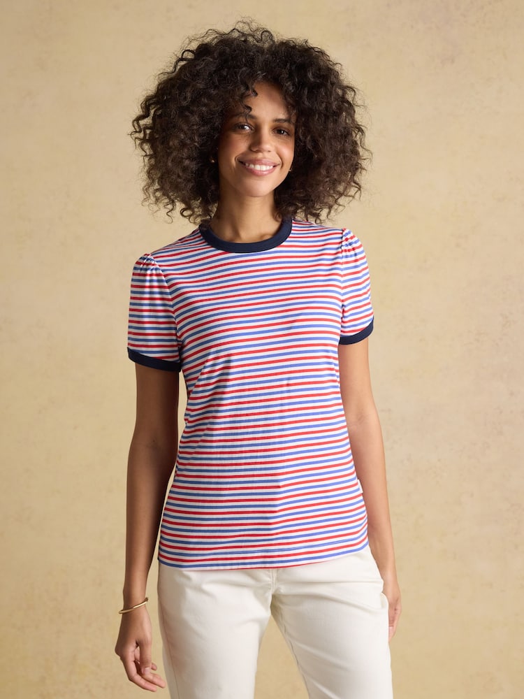 Joules Erin Red & Multi Striped Short Sleeve T-Shirts 2 Pack - Image 2 of 7