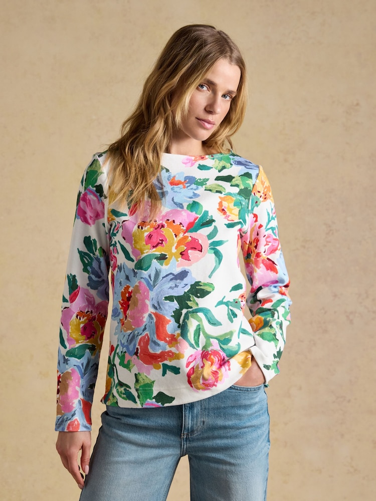 Harbour Artist Floral Printed Boat Neck Breton Top - Image 1 of 7