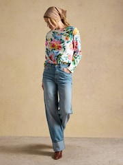 Harbour Artist Floral Printed Boat Neck Breton Top - Image 4 of 7
