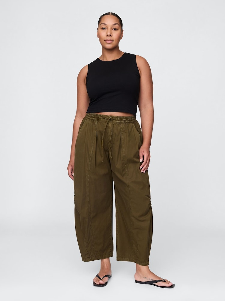 Gap Green Mid Rise Twill Barrel Trousers - Image 5 of 5