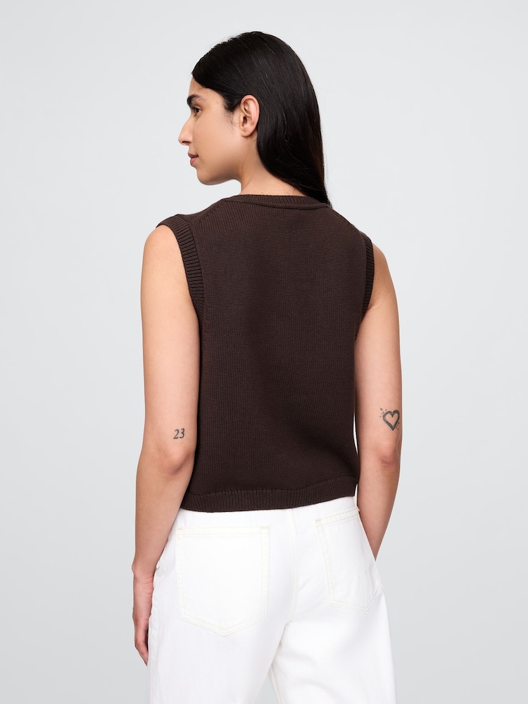 Gap Brown Cropped Cardigan Sleeveless Vest Top - Image 2 of 4