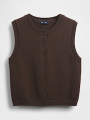 Gap Brown Cropped Cardigan Sleeveless Vest Top - Image 4 of 4
