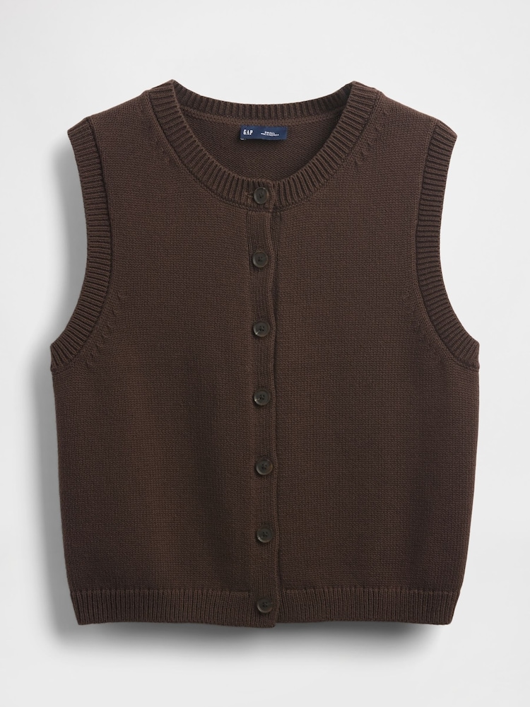 Gap Brown Cropped Cardigan Sleeveless Vest Top - Image 4 of 4