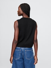 Gap Black Cropped Cardigan Sleeveless Vest Top - Image 2 of 4