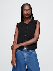 Gap Black Cropped Cardigan Sleeveless Vest Top - Image 3 of 4
