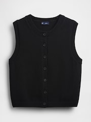 Gap Black Cropped Cardigan Sleeveless Vest Top - Image 4 of 4