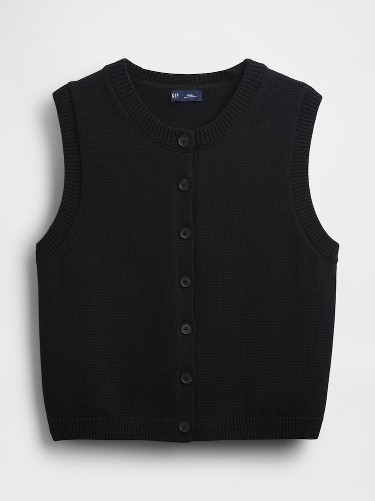 Gap Black Cropped Cardigan Sleeveless Vest Top - Image 4 of 4