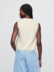 Gap Beige Cropped Cardigan Sleeveless Vest Top - Image 2 of 4