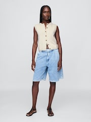 Gap Beige Cropped Cardigan Sleeveless Vest Top - Image 3 of 4