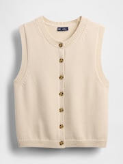Gap Beige Cropped Cardigan Sleeveless Vest Top - Image 4 of 4