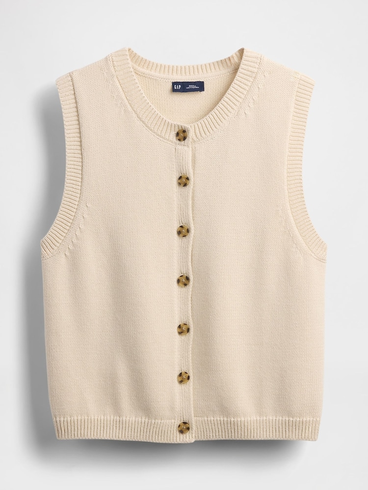 Gap Beige Cropped Cardigan Sleeveless Vest Top - Image 4 of 4
