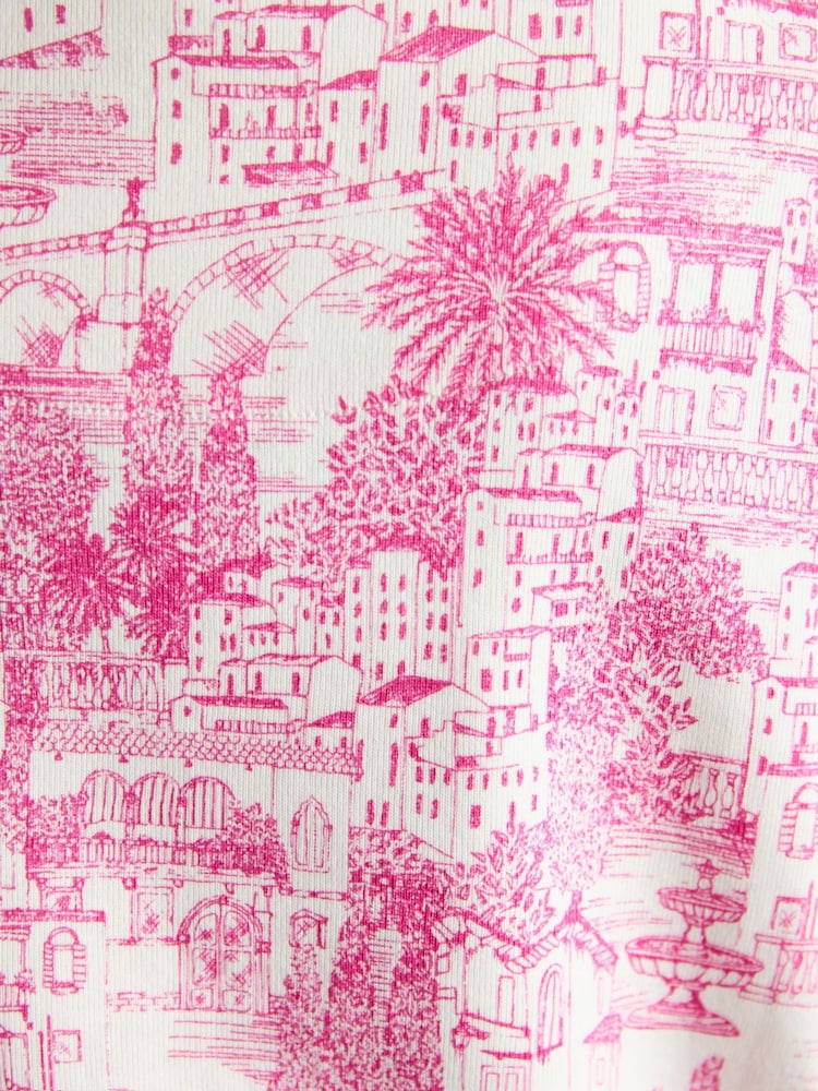 Harbour Pink City Toile Boat Neck 100% Cotton Printed Top - Image 6 of 6 Harbour Pink City Toile Boat Neck 100% Cotton Printed Top - Image 6 of 6