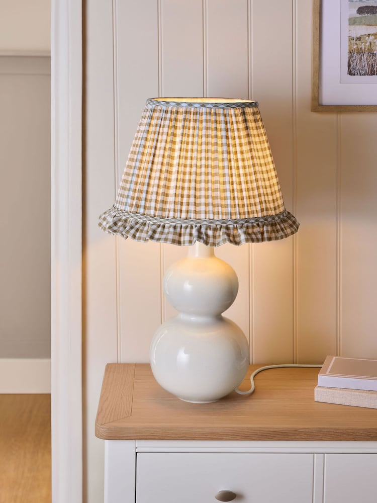Natural Gingham Pleated Lamp Shade - Image 1 of 8