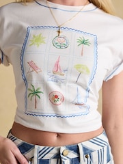 Joules Postcard Graphic Short Sleeve 100% Cotton T-Shirt - Image 6 of 8