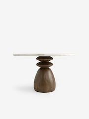 MADE.COM Natural Marble and Mango Wood Isolde 4 Seater Round Fixed Dining Table - Image 6 of 6