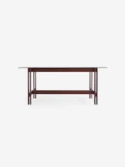 MADE.COM Dark Stained Oak Ellery Glass Fixed 6 Seater Dining Table - Image 1 of 2