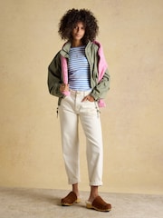 Joules Sophie Blue Stripe Long Sleeve Ribbed Fitted Top - Image 3 of 8