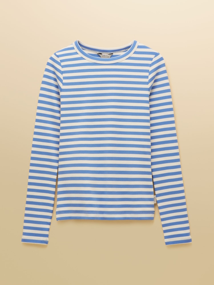 Joules Sophie Blue Stripe Long Sleeve Ribbed Fitted Top - Image 8 of 8 Joules Sophie Blue Stripe Long Sleeve Ribbed Fitted Top - Image 8 of 8