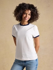 Joules Erin Cream Short Sleeve Jersey T-Shirt - Image 1 of 7