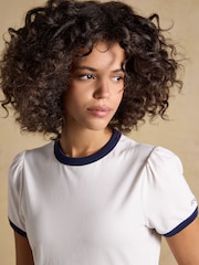 Joules Erin Cream Short Sleeve Jersey T-Shirt - Image 4 of 7