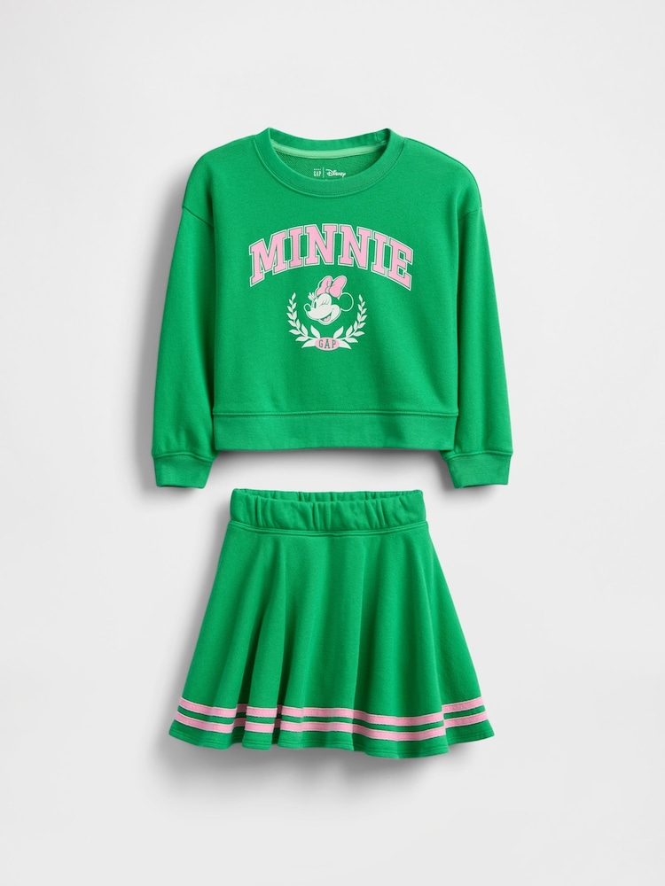Gap Green Minnie Mouse Disney VintageSoft Sweatshirt and Skort Set (6mths-5yrs) - Image 2 of 4