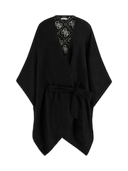 Guess Knitted Logo Black Poncho - Image 1 of 1