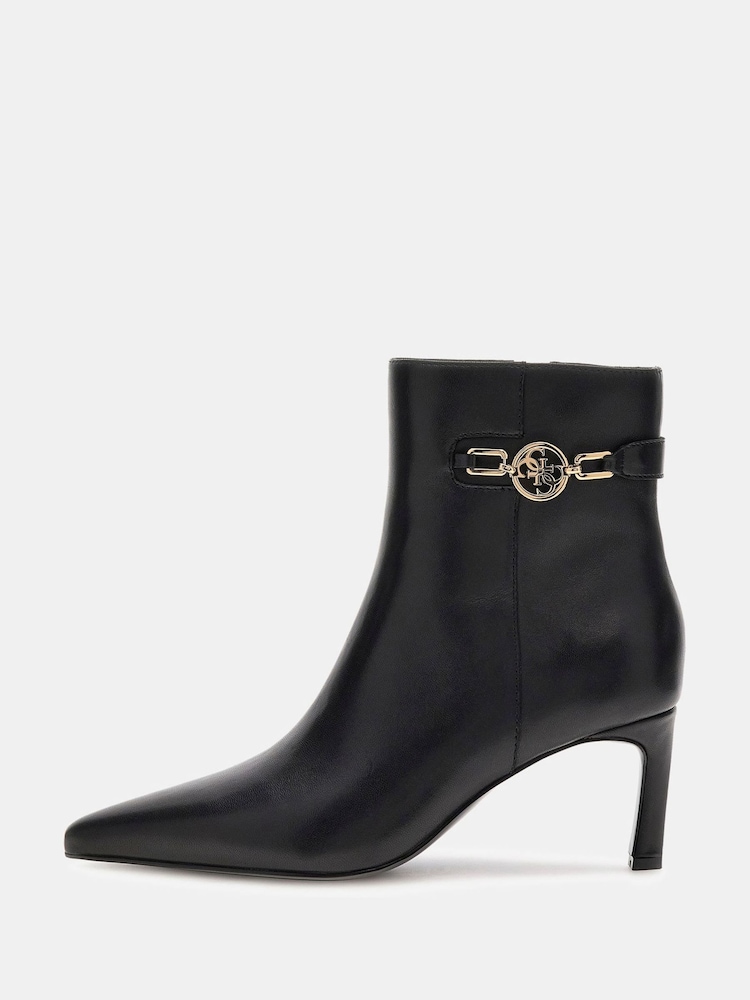 Guess Paislie Leather Logo Kitten Heel Ankle Black Boots - Bild 1 von 4